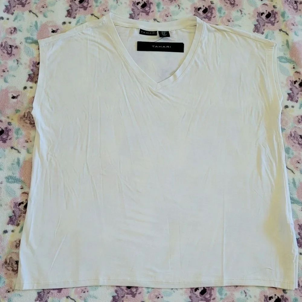 Tahari Cream Colored V-Neck Top - NWT